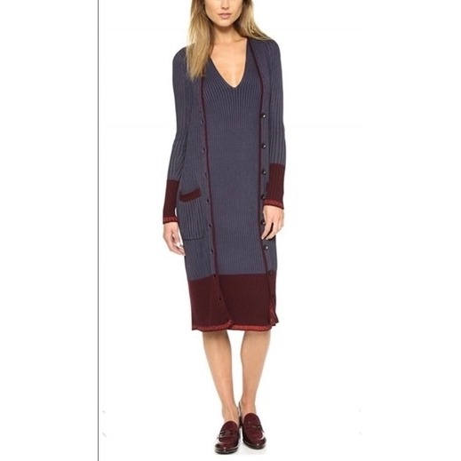 Rag & Bone Kristen Set Merino Wool Ribbed Colorblock Cardigan & Dress Size Small